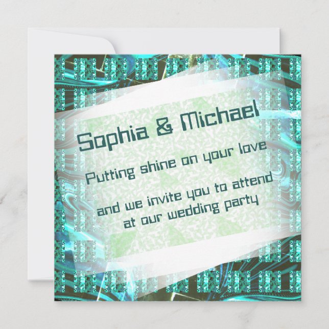 Light blue shiny, squares or image inside of grid? invitation (Front)