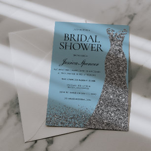 Light Blue & Silver Dress Bridal Shower Invitation
