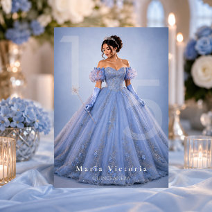 Light Blue Silver Fairytale Quinceañera Invitation