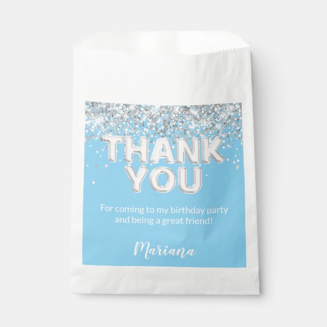 Light Blue Silver Party Favours Favour Bag (Front)