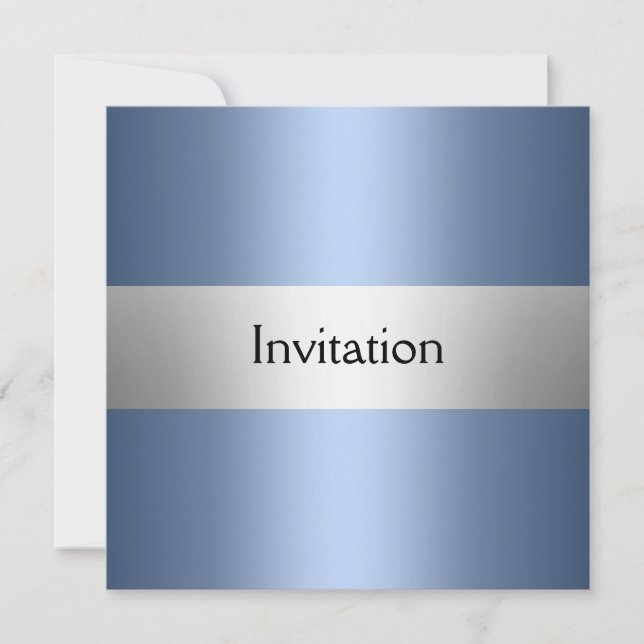 Light Blue Silver  Party Invitation (Front)