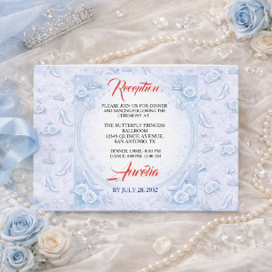 Light Blue Silver Princess Quinceanera Birthday Enclosure Card