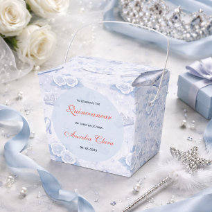 Light Blue Silver Princess Quinceanera Birthday  Favor Box