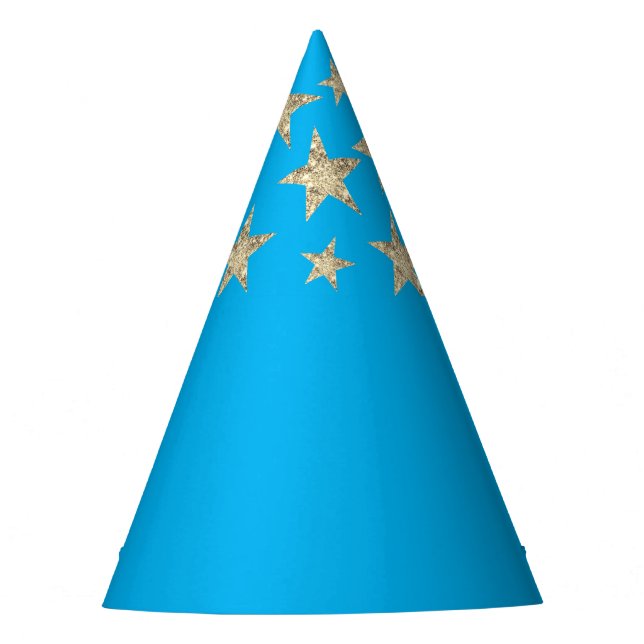 Light Blue Silver Stars Wizard Party Hat (Front)