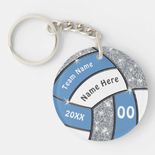 Light Blue, Silver, White, Cheap Volleyball Gifts Keychain