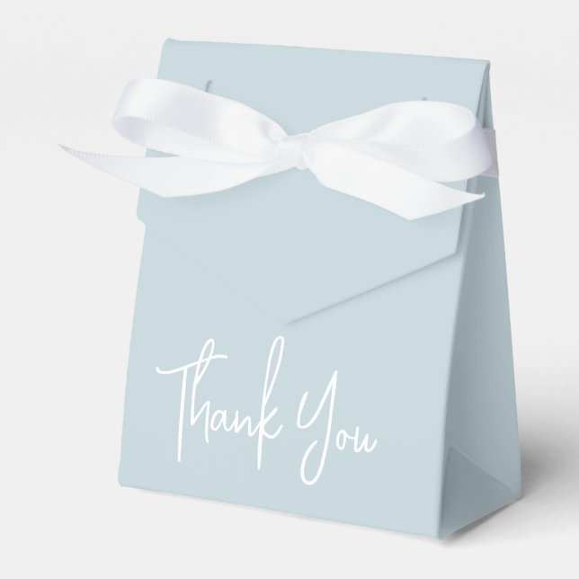 Light Blue Simple Script Thank You Favor Box (Front Side)
