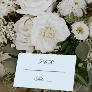 Light Blue Simple Stylized Script Wedding Place Card