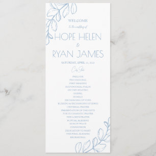 Light Blue Simple Wedding Program