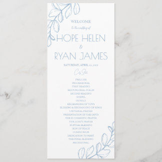 Light Blue Simple Wedding Program