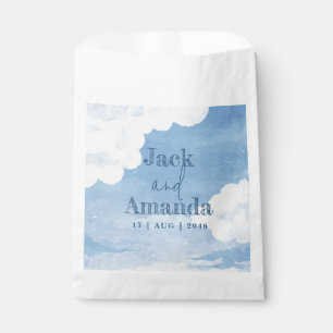 Light Blue Sky Watercolor Wedding Favour Bag