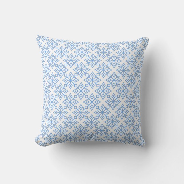 Light Blue Snowflake Pattern Square Pillow (Front)