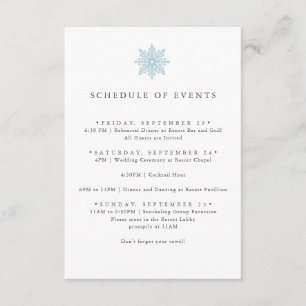 LIGHT BLUE SNOWFLAKE WEDDING SCHEDULE OF EVENTS ENCLOSURE CARD