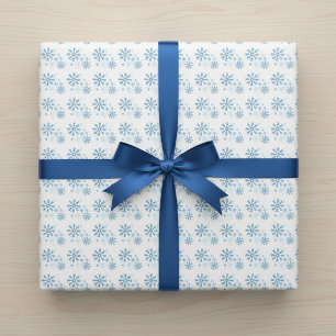 Light Blue Snowflake White Wrapping Paper