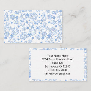Light Blue Snowflakes on White Business Card
