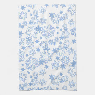 Light Blue Snowflakes on White Kitchen Towel