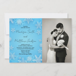 Light Blue Snows Wedding Invitations with photo