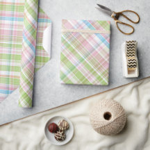 Light Blue Soft Green Blush Pink Plaid Art Pattern