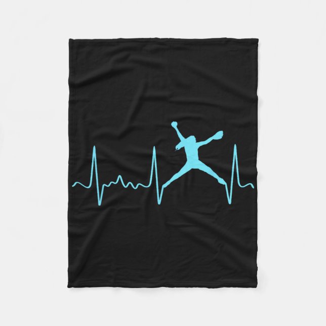 Light Blue Softll Pitcher Heartbeat - Fastpitch So Fleece Blanket (Front)