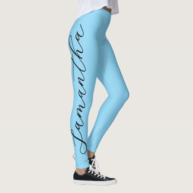 Light blue solid colour All-Over-Print Leggings (Right)