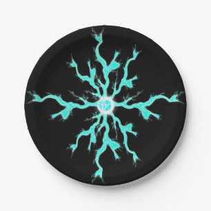 Light Blue Spark Lightning Paper Plates
