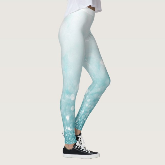 Light Blue Sparkle Faux Glitter Leggings (Right)