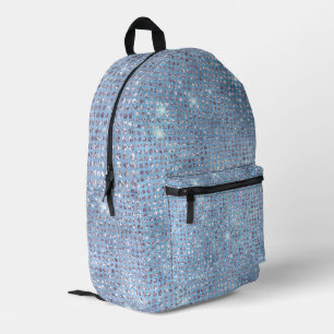 Light Blue Sparkly Faux Sequins Printed Backpack