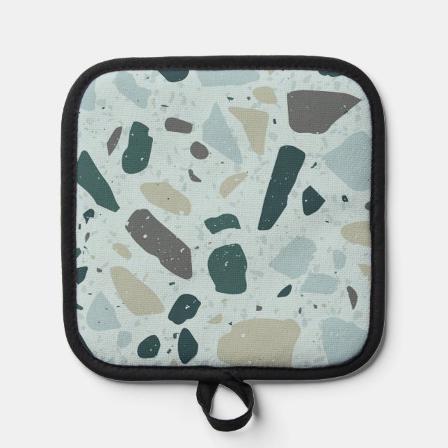 Light Blue Square Abstract Potholder Pot Holder (Front)