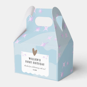 Light Blue Star And Heart Birthday Favor Box