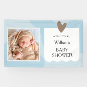 Light Blue Star Photo Baby Shower Welcome Banner