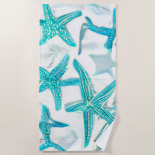Light blue starfish pattern beach towel