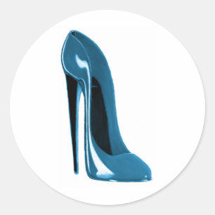 light blue stiletto shoe classic round sticker