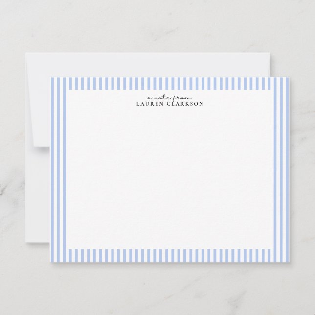 Light Blue Stripe Border Note Card (Front)