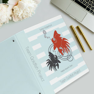 Light Blue Stripe Happy Aquatic Days Goldfish Binder