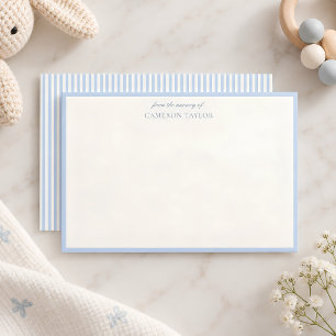 Light Blue Striped From Nursery Custom Baby Shower Thank You Card