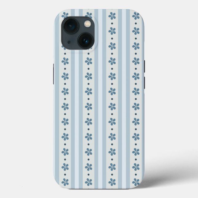 Light Blue Stripes And Flowers Case-Mate iPhone Case (Back)