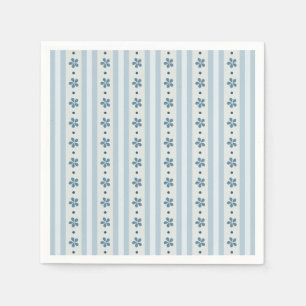 Light Blue Stripes And Flowers Napkin