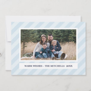 Light Blue STRIPES CUSTOM Holiday Photo Card