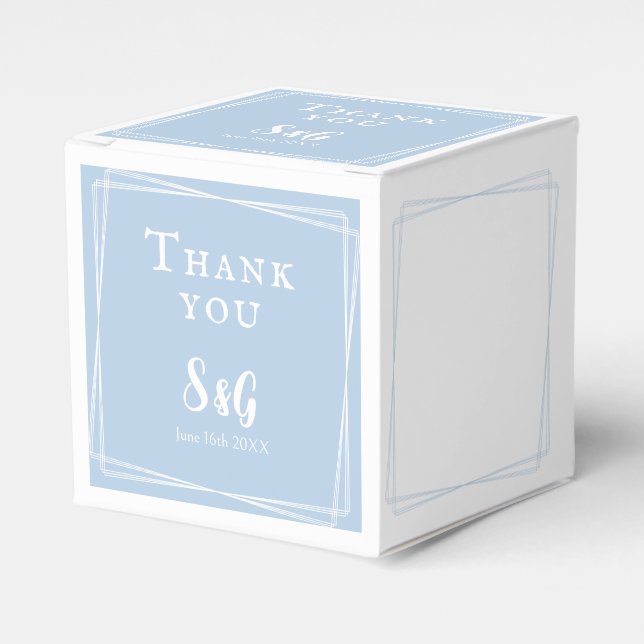 Light Blue Stylish Script Custom Elegant Wedding Favor Box (Front Side)