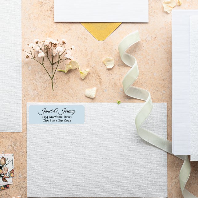 Light Blue Stylized Names Wedding Return Address (In Situ Wedding)