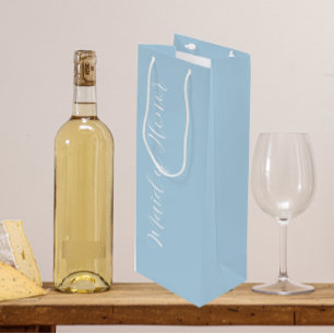 Light Blue Stylized Script Maid of Honour Wine Gift Bag