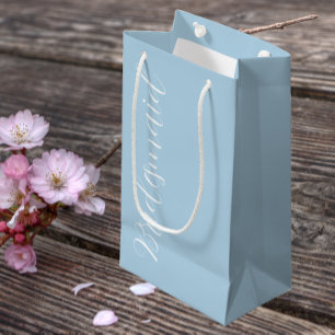 Light Blue Stylized Script Wedding Bridesmaid Small Gift Bag