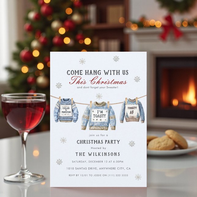 Light Blue Sweater Weather Christmas Party  Invitation (Creator Uploaded)