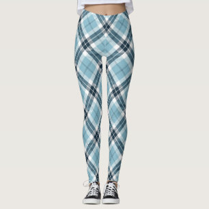 Light Blue tartan Plaid Scottish Argyle Pattern Leggings