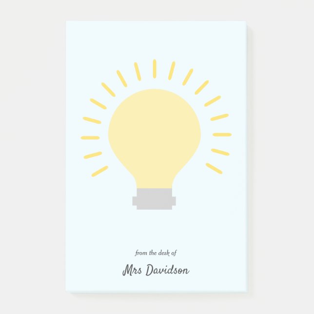 Light Blue Teacher Bulb Post-it Notes (Front)