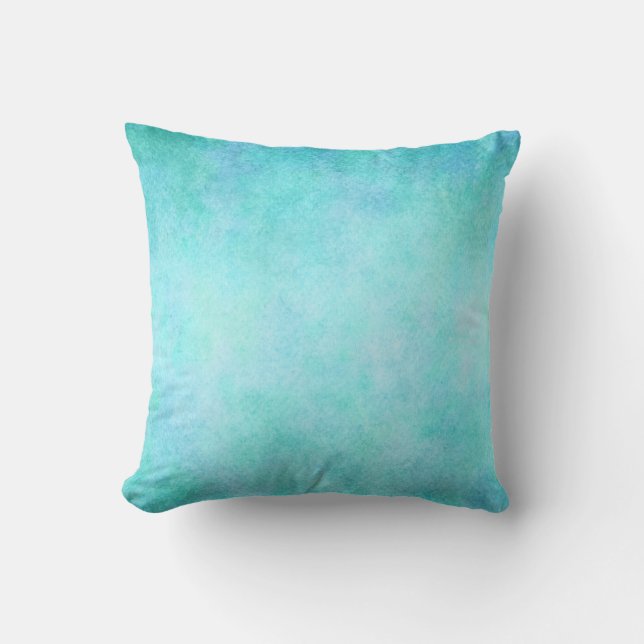 Light Blue Teal Aqua Watercolor Paper Colourful Throw Pillow (Front)