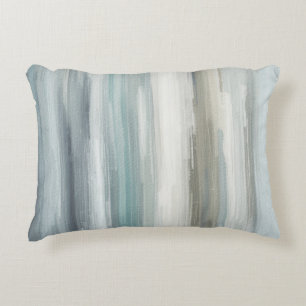 Light Blue Teal Gray Brown Abstract Stripe Accent Pillow