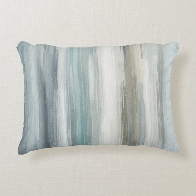 Light Blue Teal Gray Brown Abstract Stripe Accent Pillow (Front)