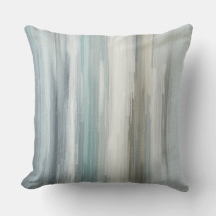Light Blue Teal Gray Brown Abstract Stripe Throw Pillow