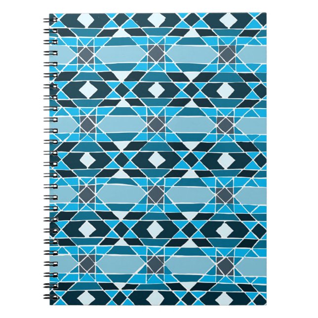 Light Blue/teal Quilt Pattern Notebook (Front)