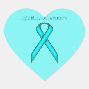 Light Blue / Teal Standard Ribbon Heart Sticker
